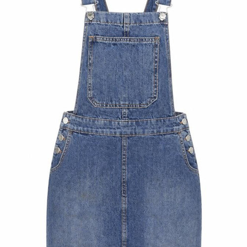 F&F Women's Blue Denim Pinafore Dress Size 8