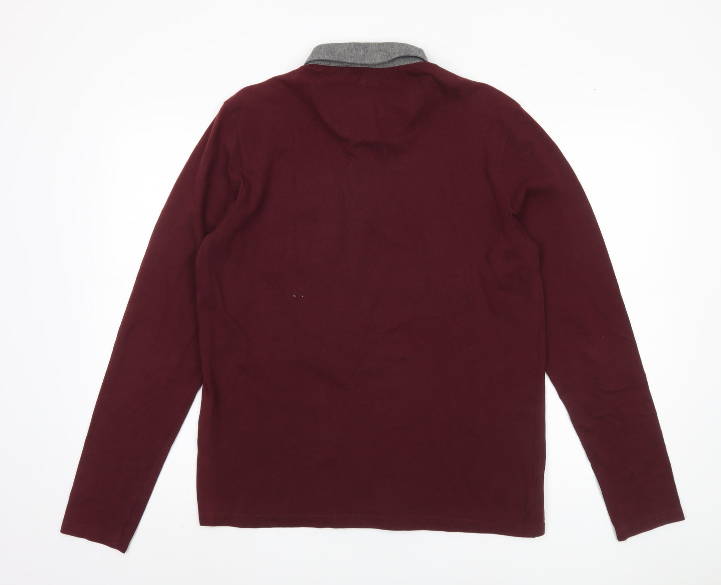 Brave Soul Men's Red Long Sleeve Polo Medium