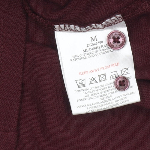 Brave Soul Men's Red Long Sleeve Polo Medium