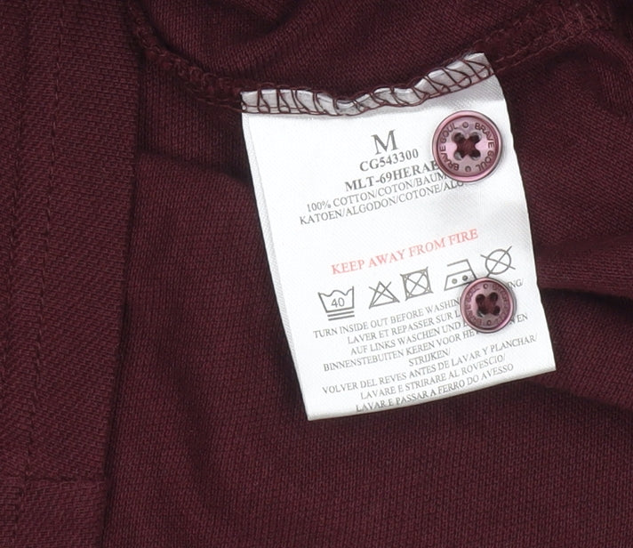 Brave Soul Men's Red Long Sleeve Polo Medium