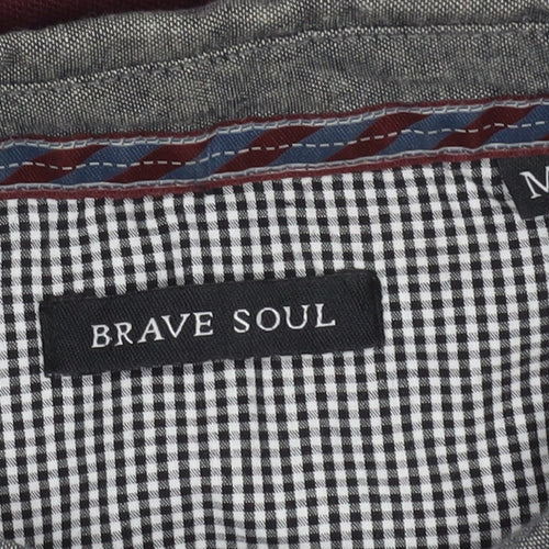 Brave Soul Men's Red Long Sleeve Polo Medium