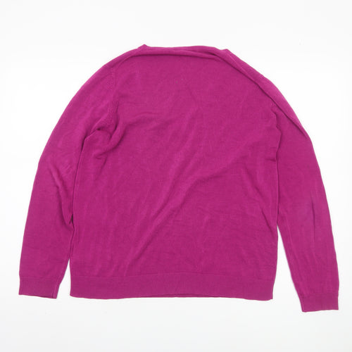 Marks and Spencer Women's Pink V-Neck Pullover Jumper Size 16