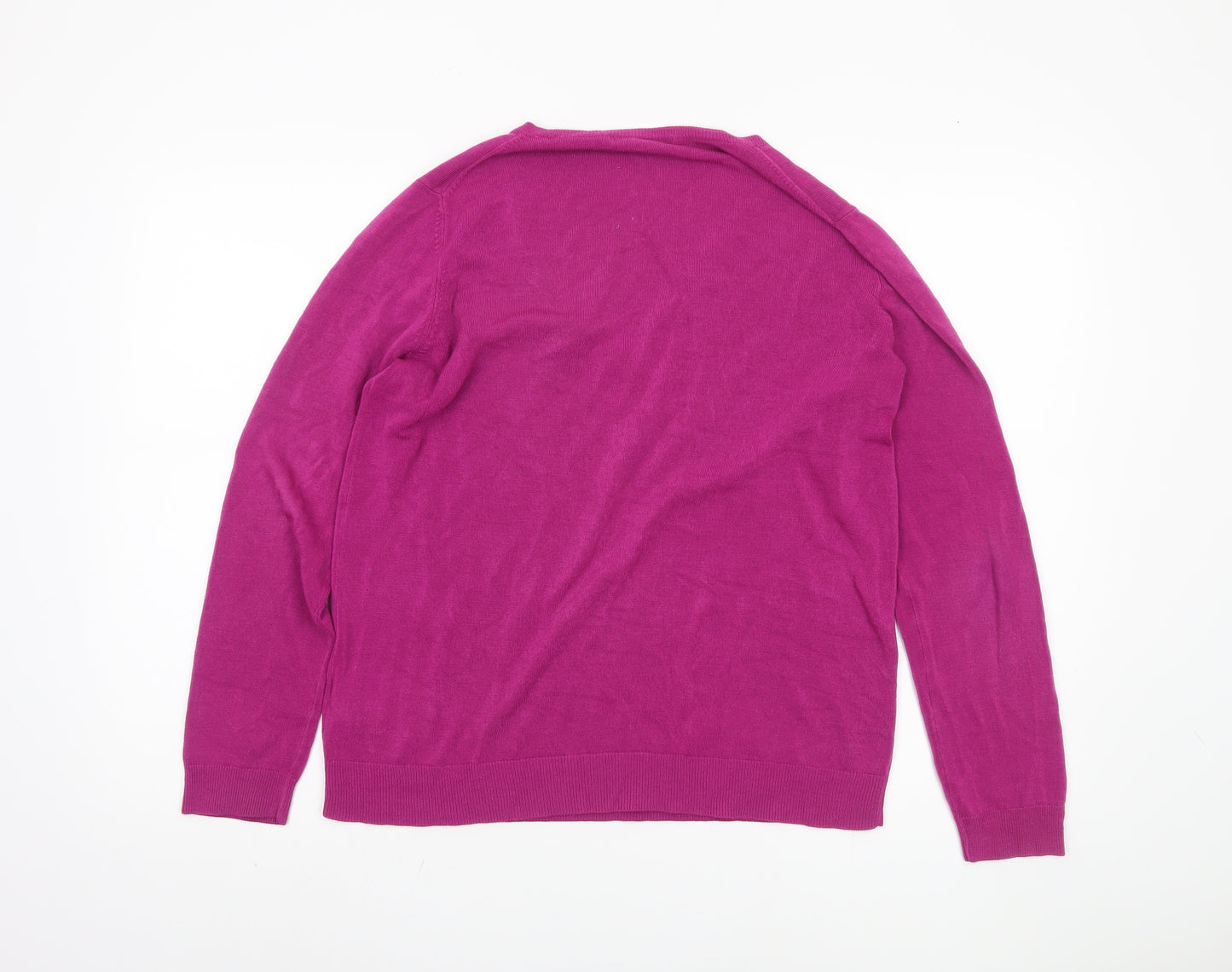 Marks and Spencer Women's Pink V-Neck Pullover Jumper Size 16