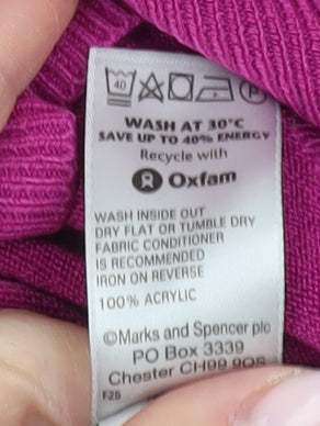 Marks and Spencer Women's Pink V-Neck Pullover Jumper Size 16