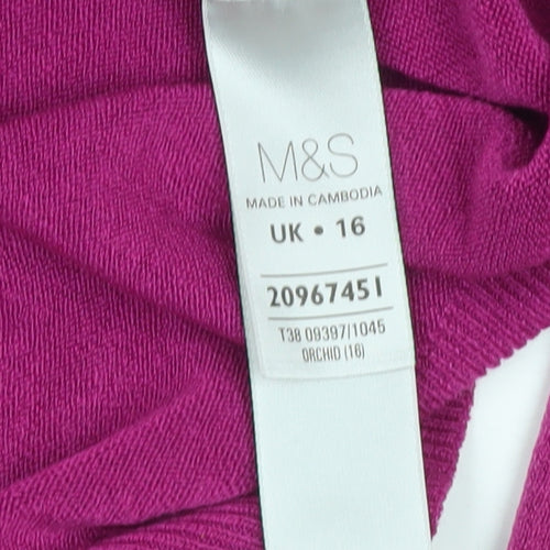 Marks and Spencer Women's Pink V-Neck Pullover Jumper Size 16