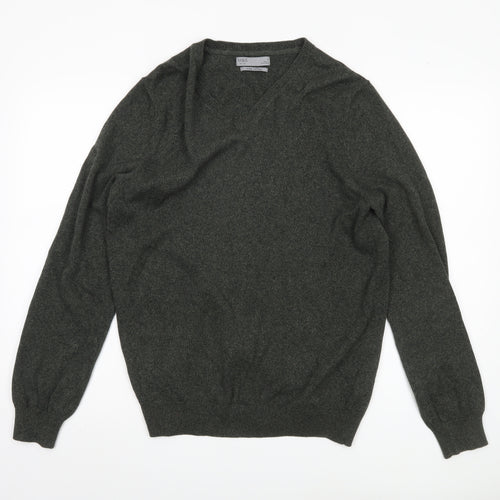 Marks and Spencer Men's Green Cotton Pullover Jumper Medium