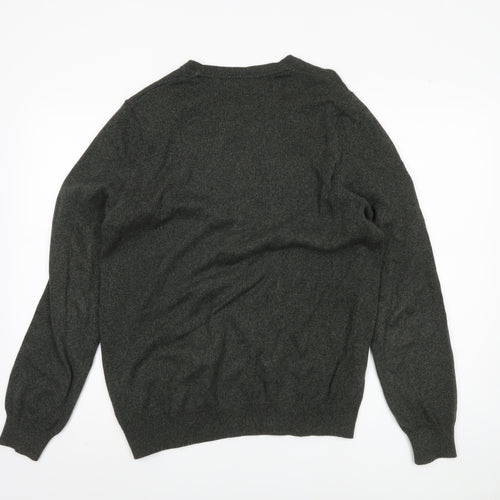 Marks and Spencer Men's Green Cotton Pullover Jumper Medium