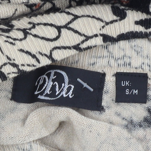 Diva Women's Beige Black Animal Print Jumper S/M