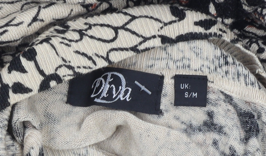 Diva Women's Beige Black Animal Print Jumper S/M