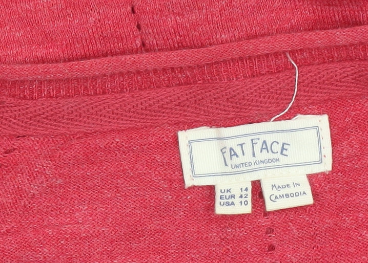 Fat Face Women's Pink Cotton Cardigan Size 14