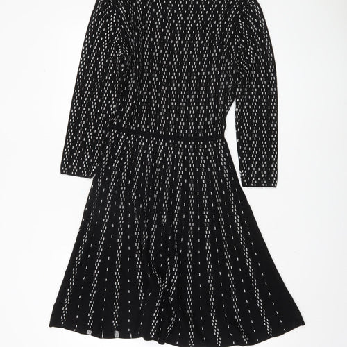 Monsoon Women A-Line Black Striped Dress S
