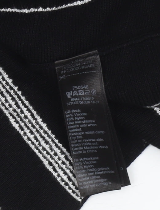 Monsoon Women A-Line Black Striped Dress S