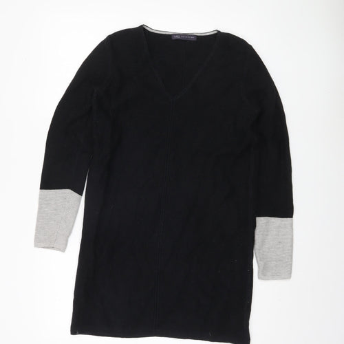 Marks and Spencer Women's Black Jumper Size 10 V-Neck
