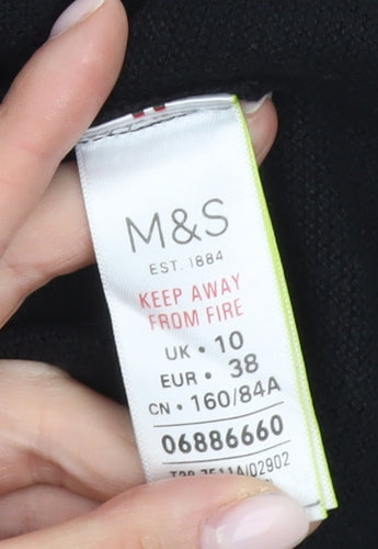 Marks and Spencer Women's Black Jumper Size 10 V-Neck