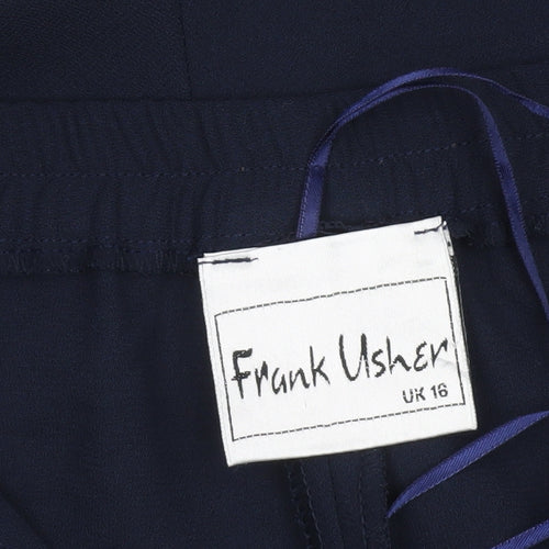 Frank Usher Women's Navy Trousers, Size 16, Elastic Waist