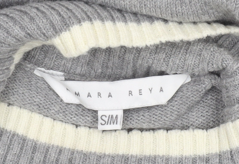 Amara Reya Women's Grey Mock Neck Pullover Jumper M