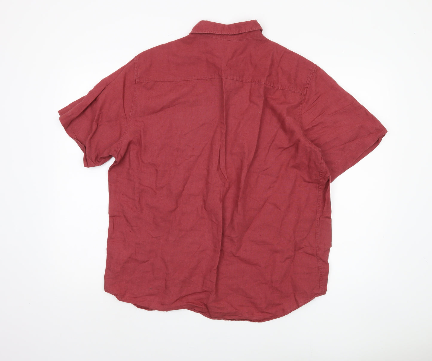 Marks and Spencer Men's Red Linen Blend Shirt L