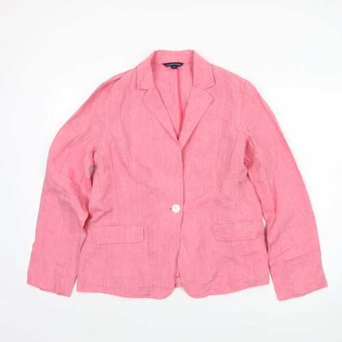 Lands' End Women's Pink Linen Blazer Size 12 Petites