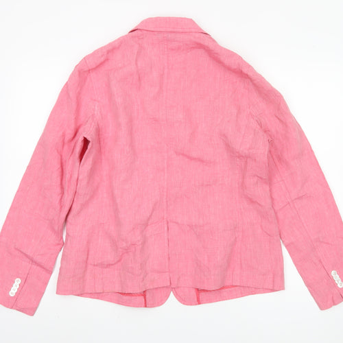 Lands' End Women's Pink Linen Blazer Size 12 Petites