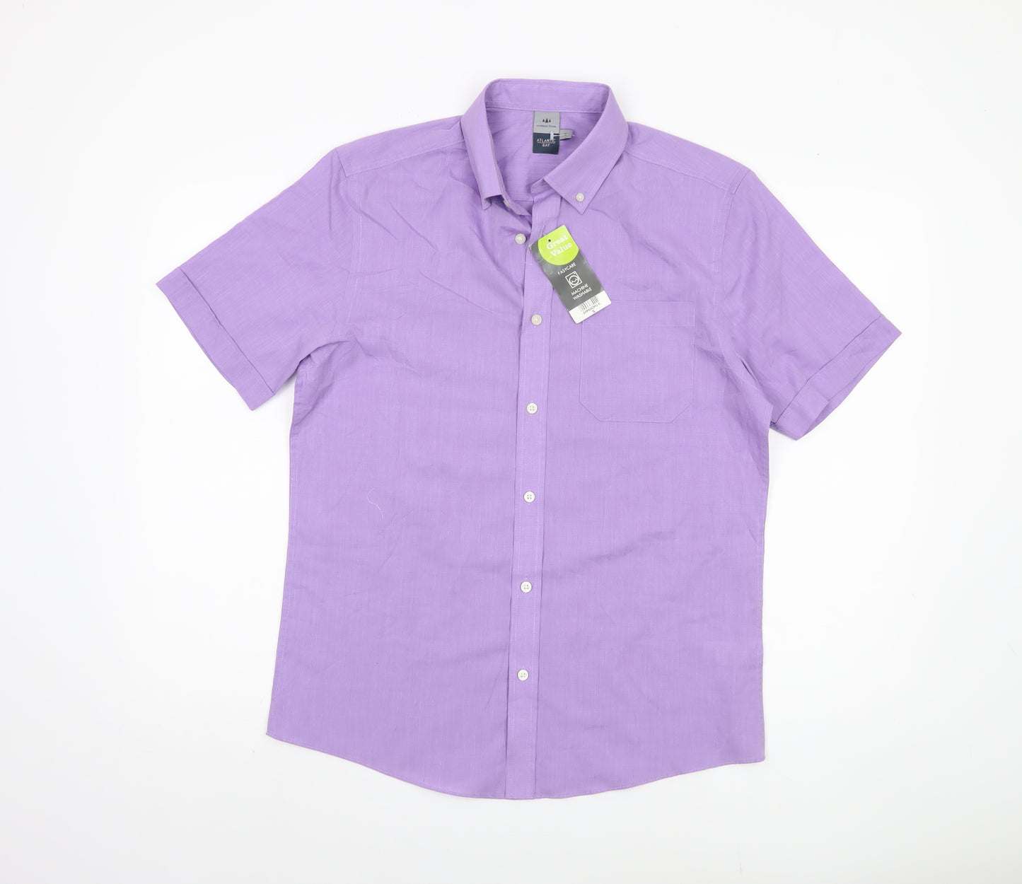 Atlantic Bay Men's Purple Short Sleeve Shirt S