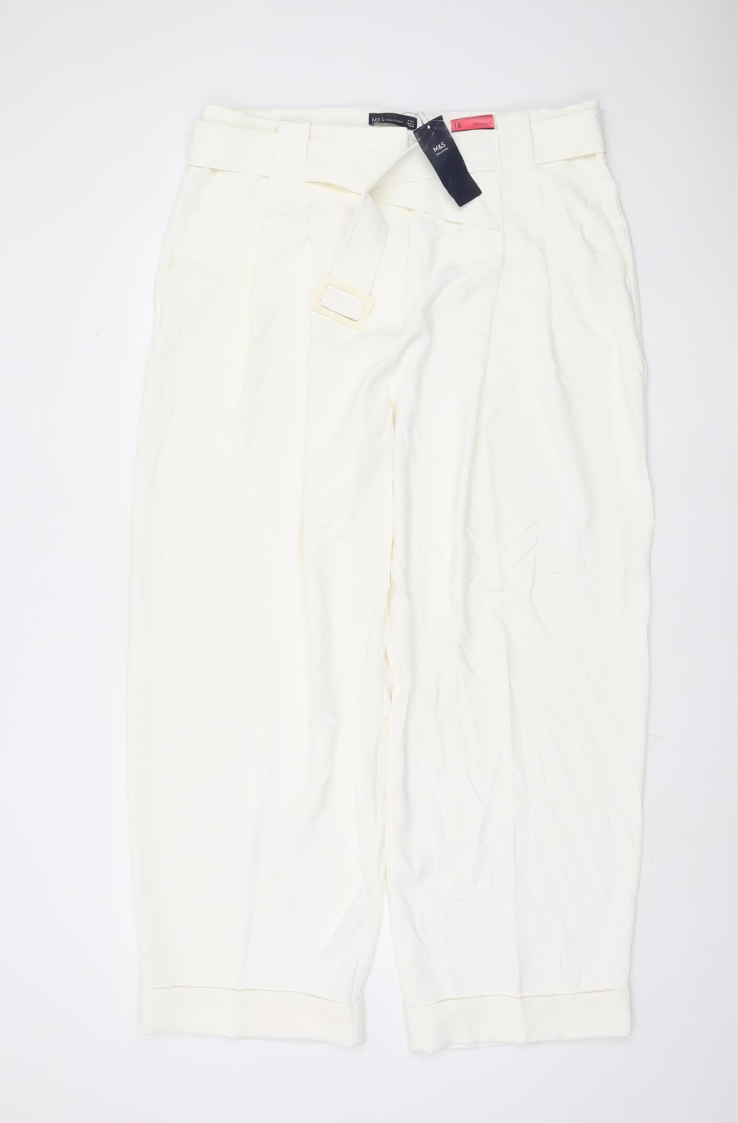Marks and Spencer Women's Ivory Trousers Size 18