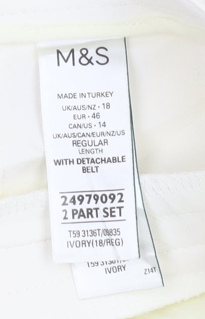 Marks and Spencer Women's Ivory Trousers Size 18