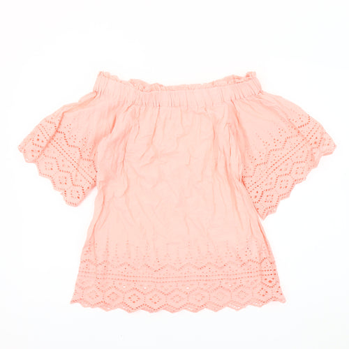 H&M Women's Pink Cropped Blouse, Off Shoulder, Size 4