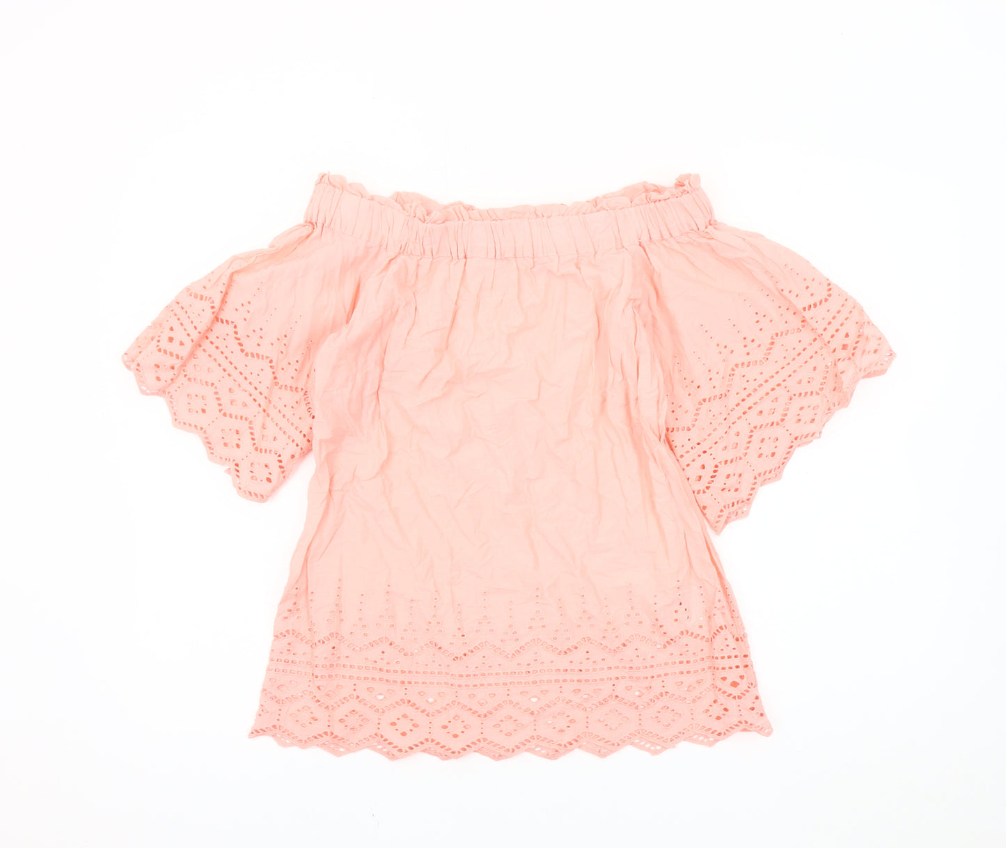 H&M Women's Pink Cropped Blouse, Off Shoulder, Size 4