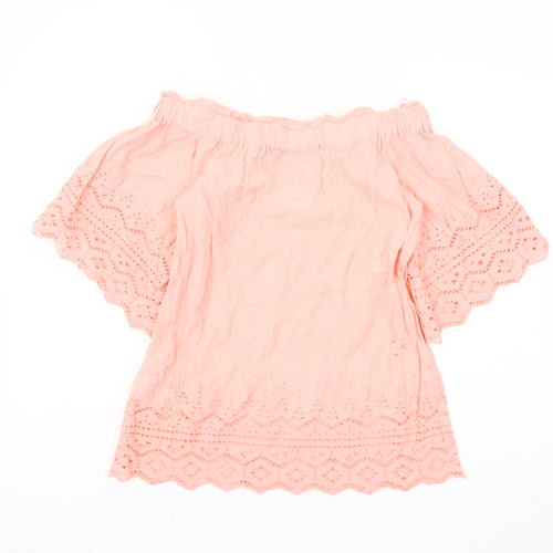 H&M Women's Pink Cropped Blouse, Off Shoulder, Size 4