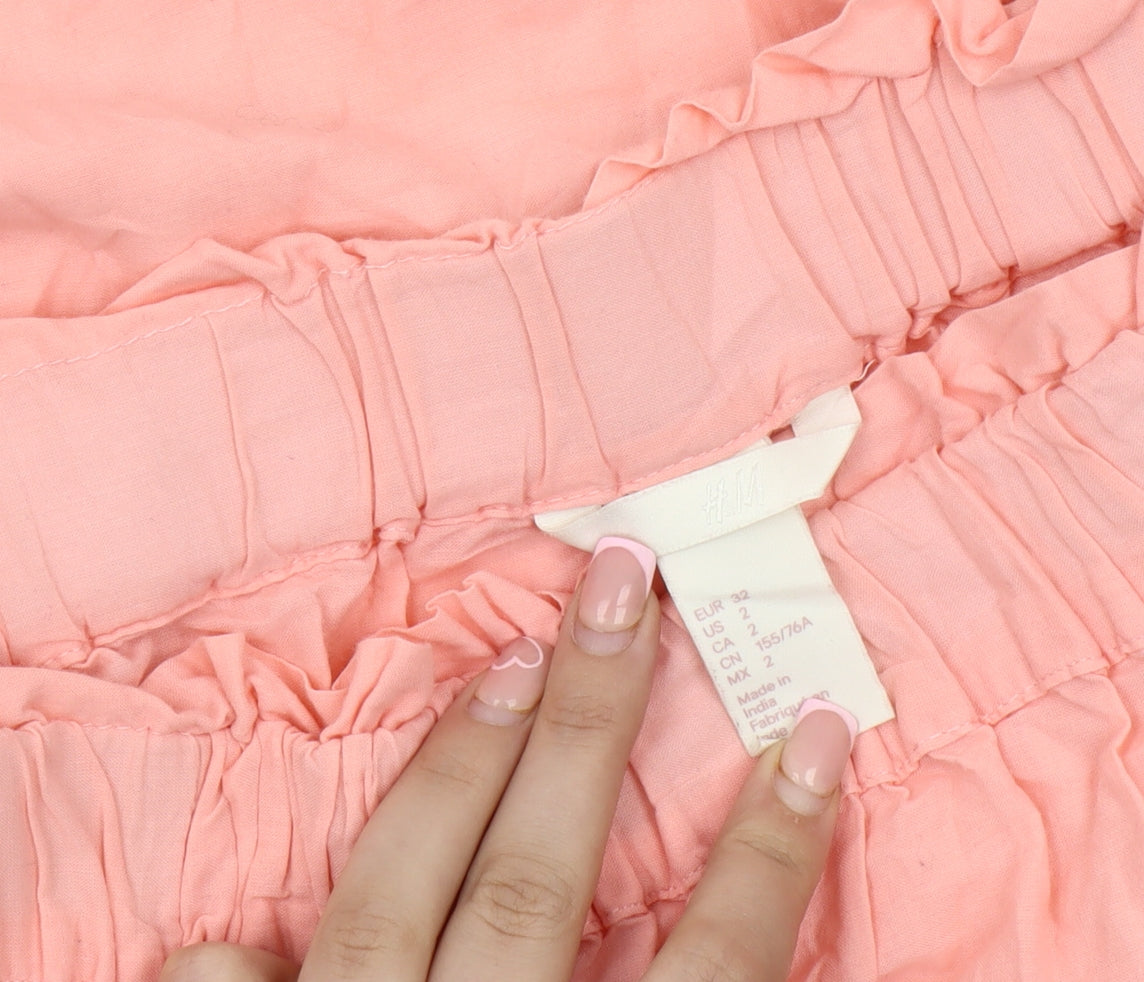 H&M Women's Pink Cropped Blouse, Off Shoulder, Size 4