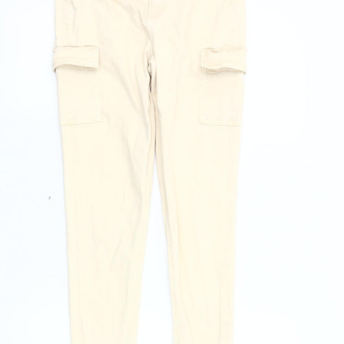 Primark Women's Beige Cargo Jeans, Size 8, with Ankle Zip