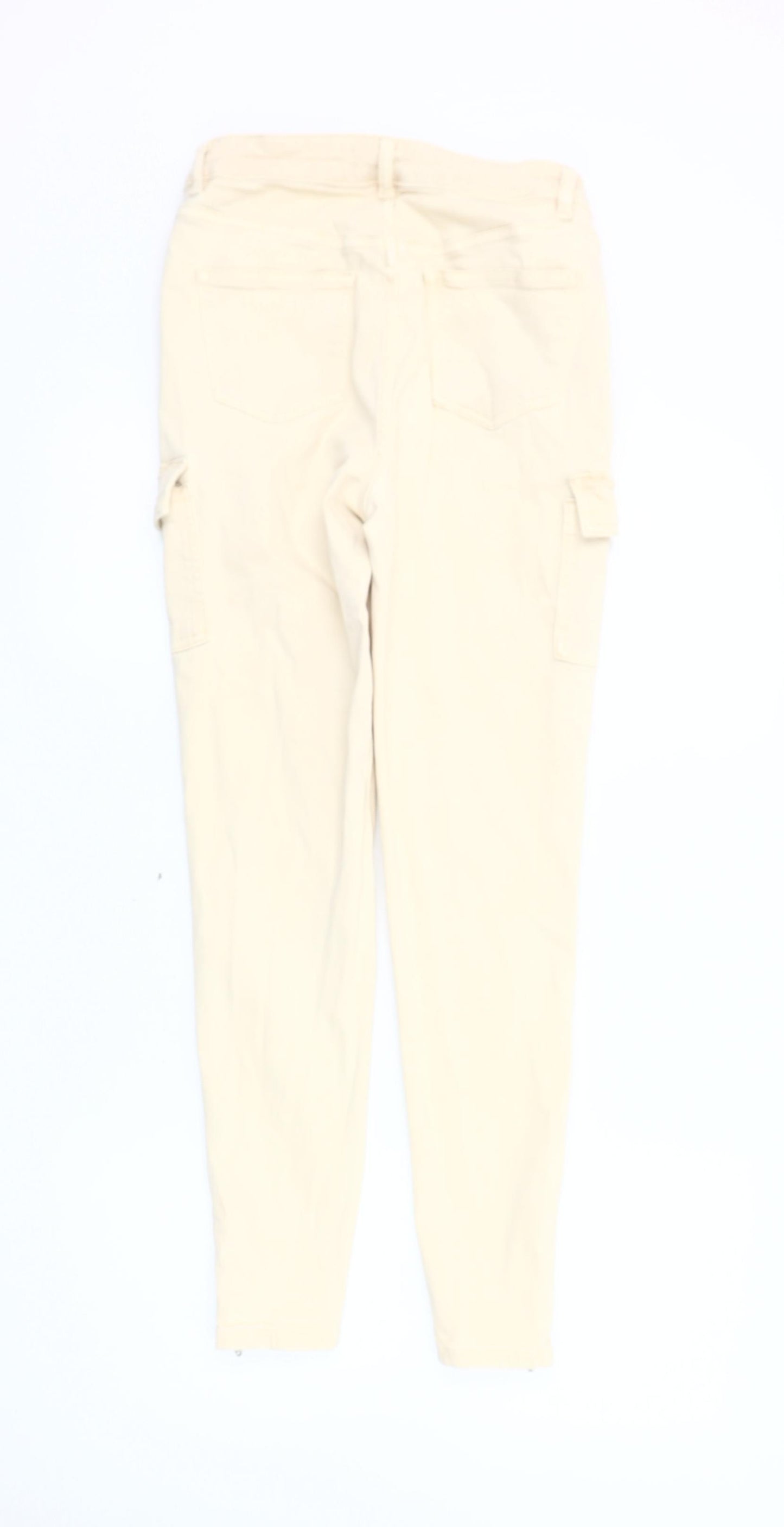 Primark Women's Beige Cargo Jeans, Size 8, with Ankle Zip
