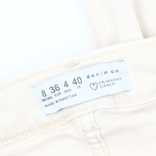 Primark Women's Beige Cargo Jeans, Size 8, with Ankle Zip