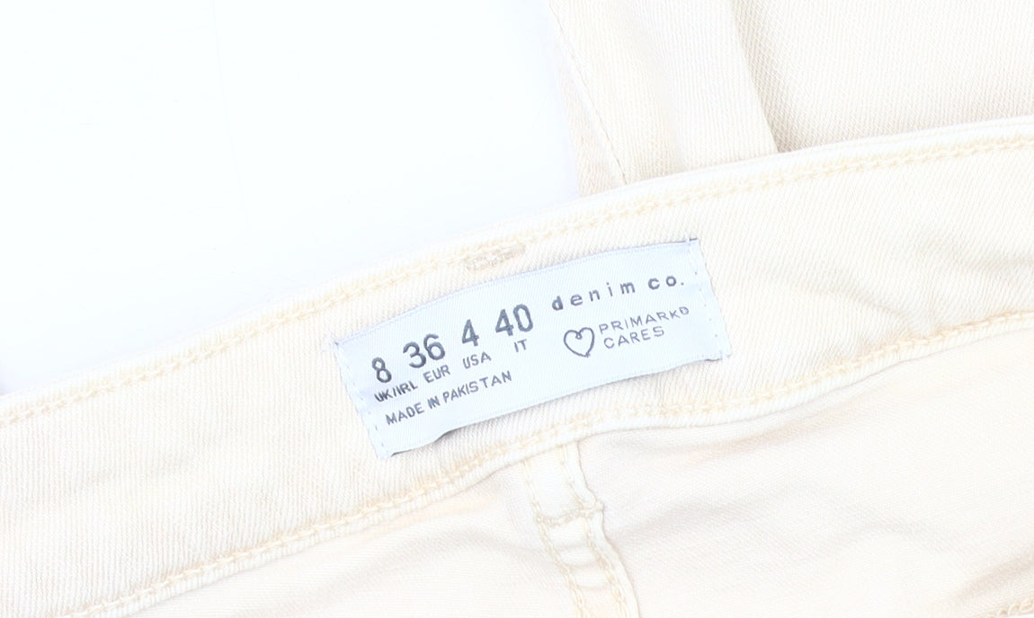 Primark Women's Beige Cargo Jeans, Size 8, with Ankle Zip