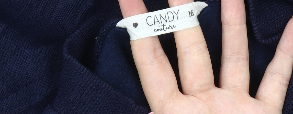 Candy Couture Girls Blue Full Zip Sweatshirt, 16 Years