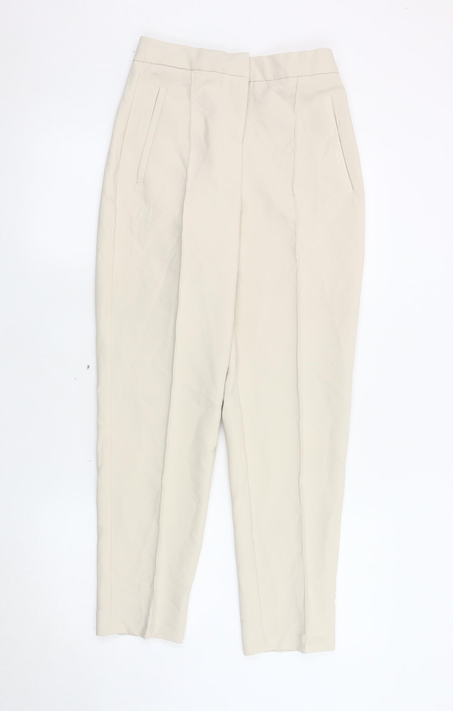 Zara Women's Beige Straight Trousers Size 4