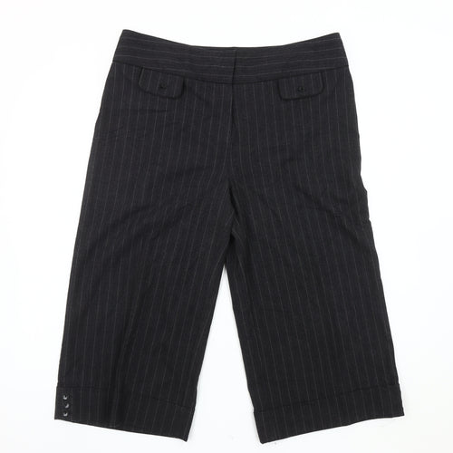 CMD Women's Black Striped Cropped Trousers Size 16