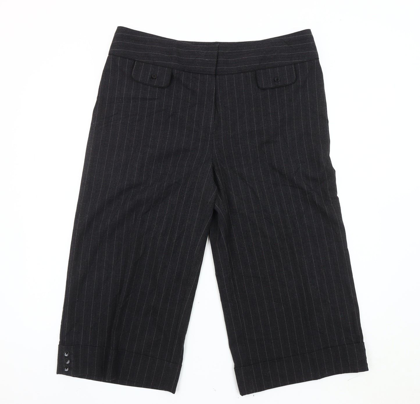 CMD Women's Black Striped Cropped Trousers Size 16