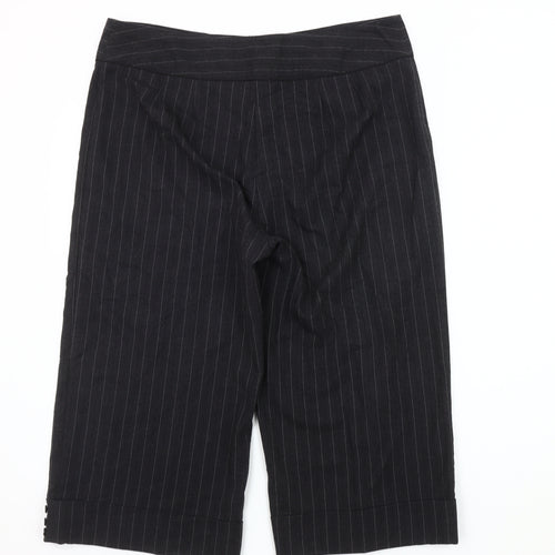 CMD Women's Black Striped Cropped Trousers Size 16