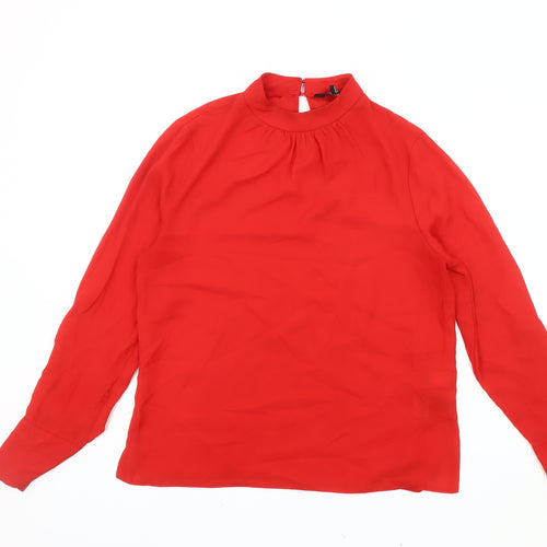 Dorothy Perkins Red High Neck Blouse, UK 12, Women's
