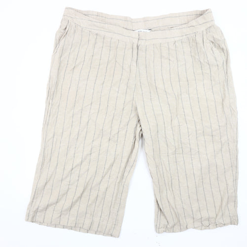 Capsule Women's Beige Striped Cropped Trousers Size 30