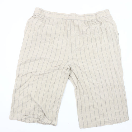 Capsule Women's Beige Striped Cropped Trousers Size 30