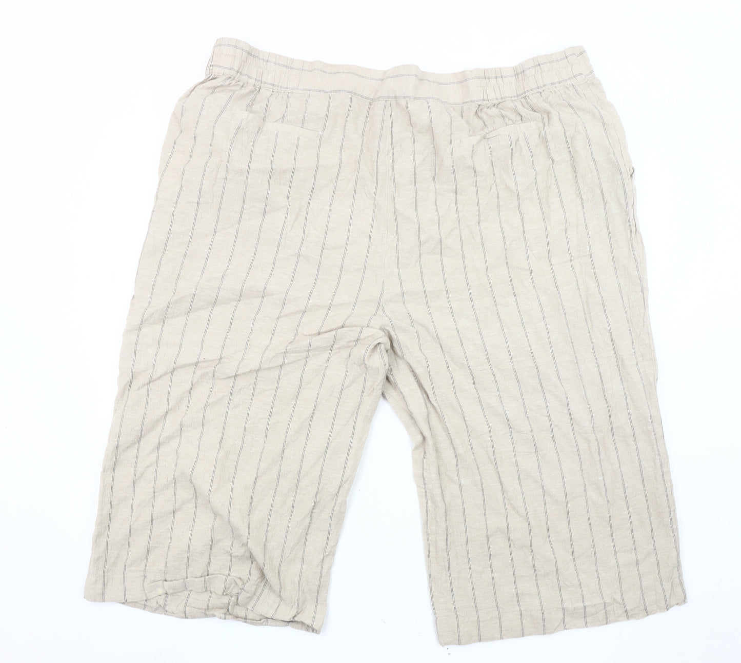 Capsule Women's Beige Striped Cropped Trousers Size 30