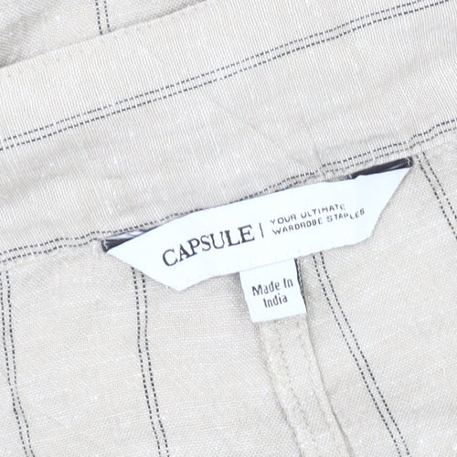 Capsule Women's Beige Striped Cropped Trousers Size 30