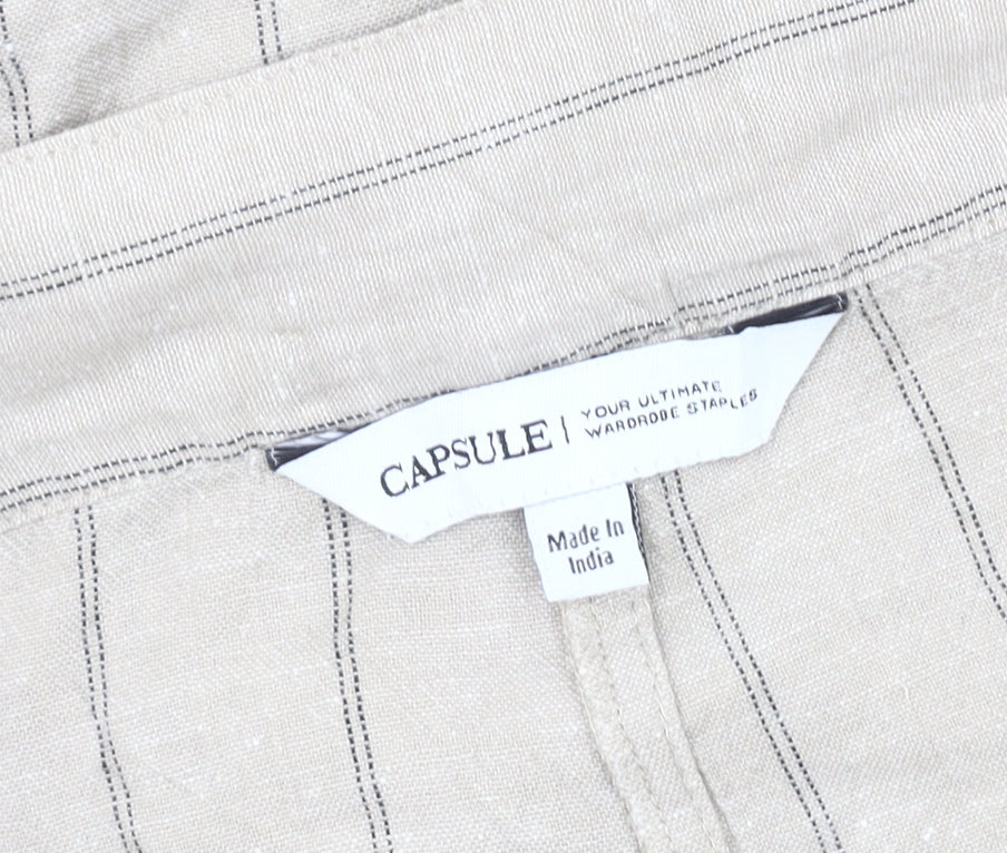 Capsule Women's Beige Striped Cropped Trousers Size 30