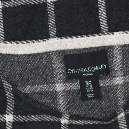 Cynthia Rowley Women's Black Check Jumper Plus Size 20