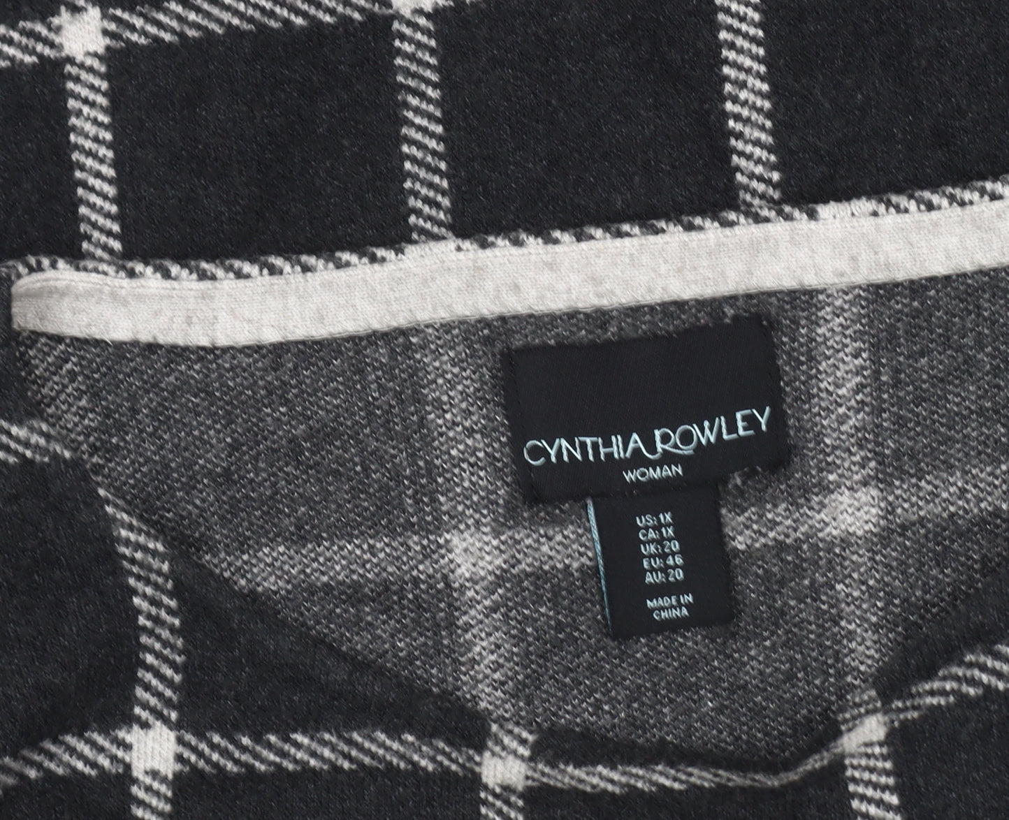 Cynthia Rowley Women's Black Check Jumper Plus Size 20