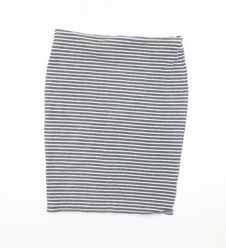 Marks and Spencer Women Grey Striped Pencil Skirt Size 16
