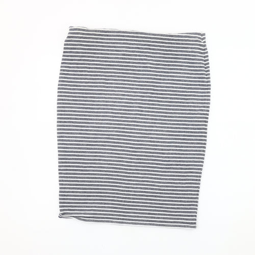 Marks and Spencer Women Grey Striped Pencil Skirt Size 16