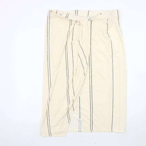 H&M Women's Ivory Striped Pencil Skirt Size 14